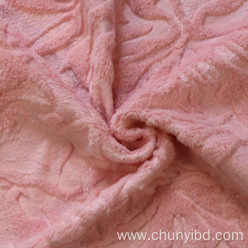 New Design Embossed Double Side Warp Knitted Coral Fleece Fabric For Coat Sofa Cover